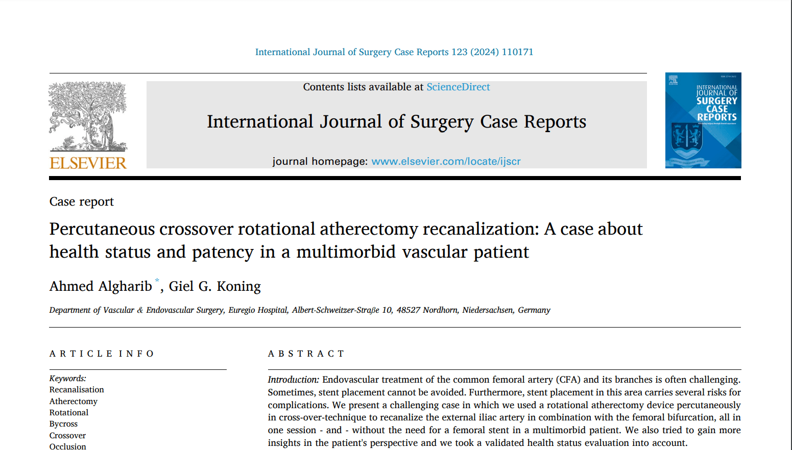 PDF report of Percutaneous Crossover Rotational Atherectomy Recanalization